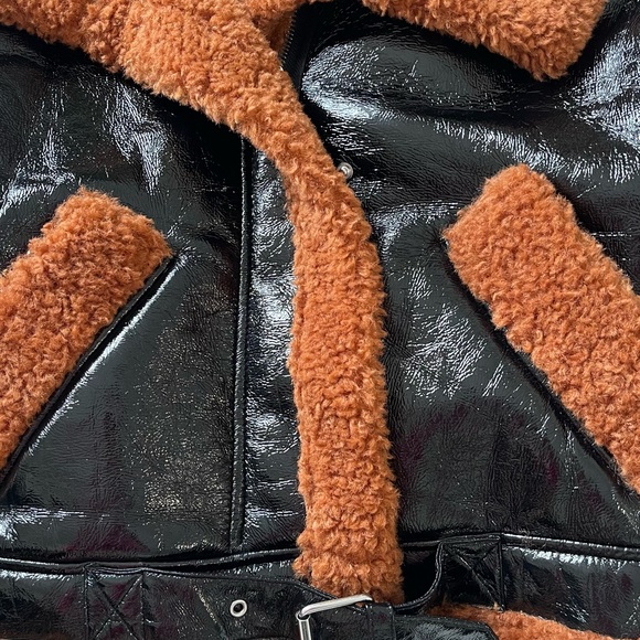 Blank NYC Faux Leather Shearling Trim Moto Jacket – Women’s Size S